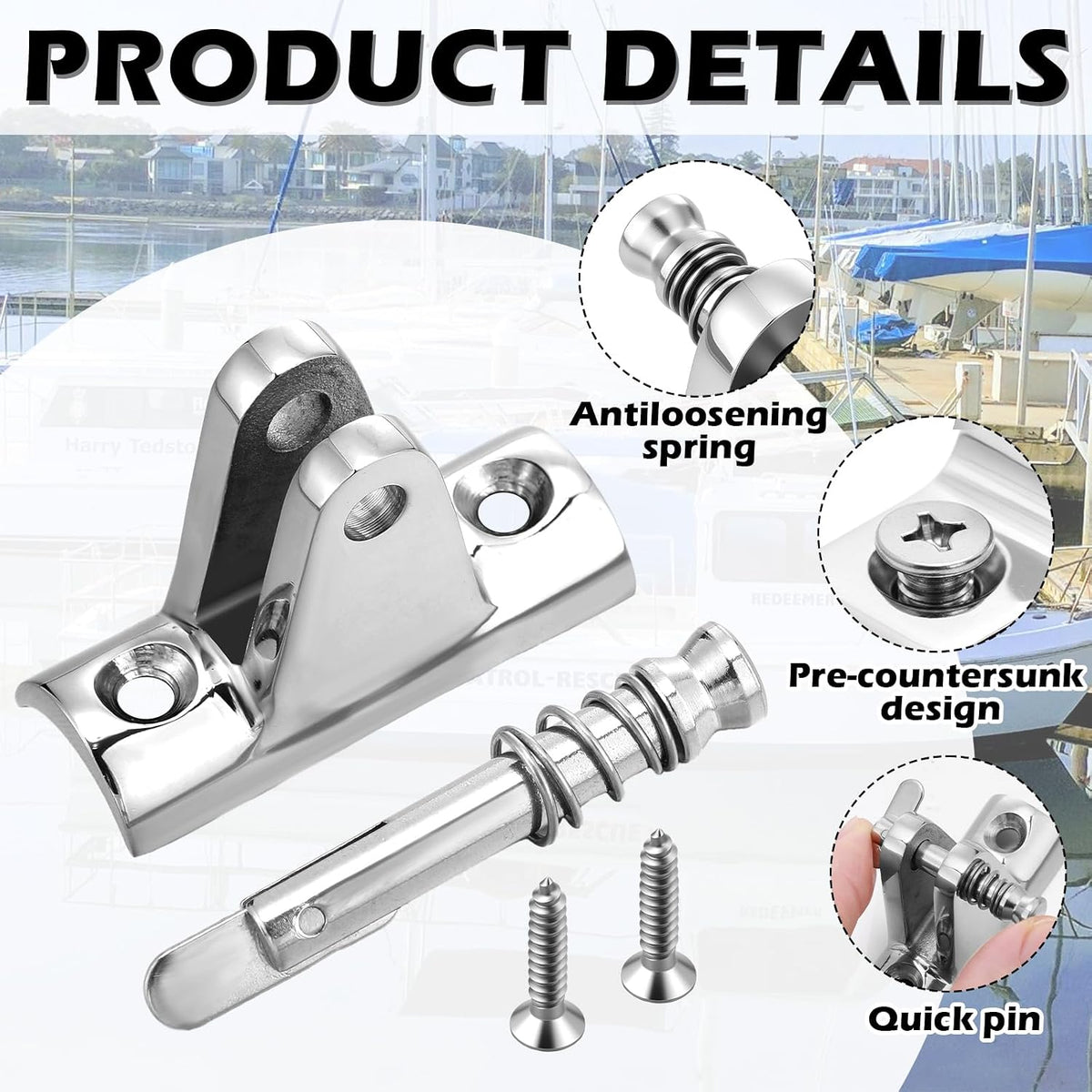 Arrowbash 4 Pack Bimini Deck Hinge Quick Release, 316 Stainless Steel