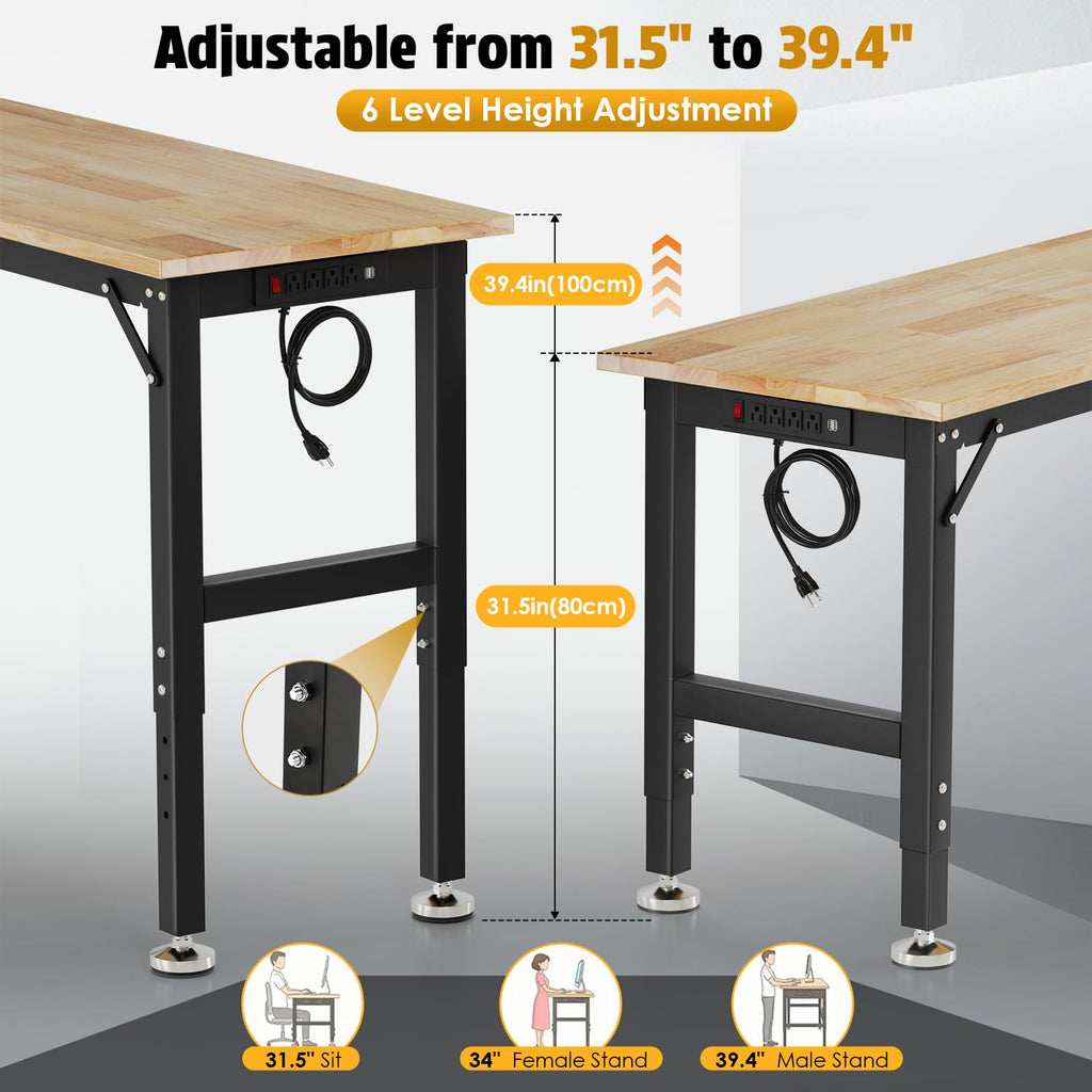 60 x 22-Inch Adjustable Workbench, 2000 lb Capacity