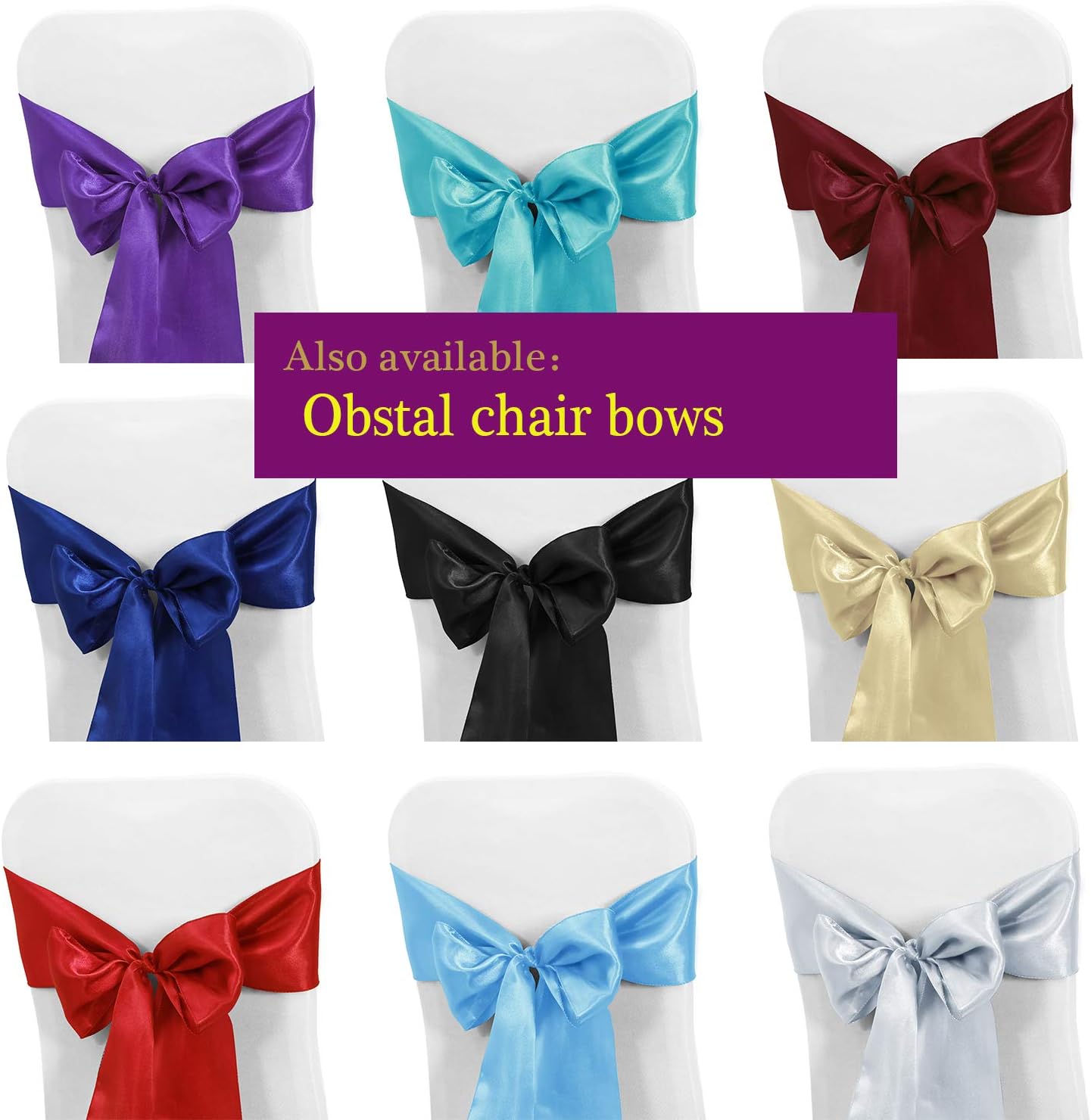 50 PCS Spandex Stretch Chair Sashes Bows for Wedding Reception- Universal Elastic Chair Cover Bands with Buckle