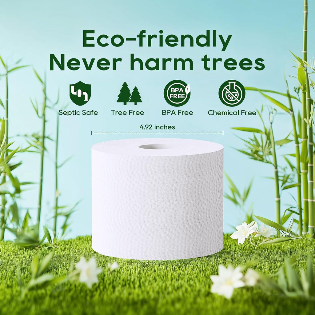 Bamboo Toilet Paper 2 Ply, 9 Mega Rolls, 600 Sheets, White