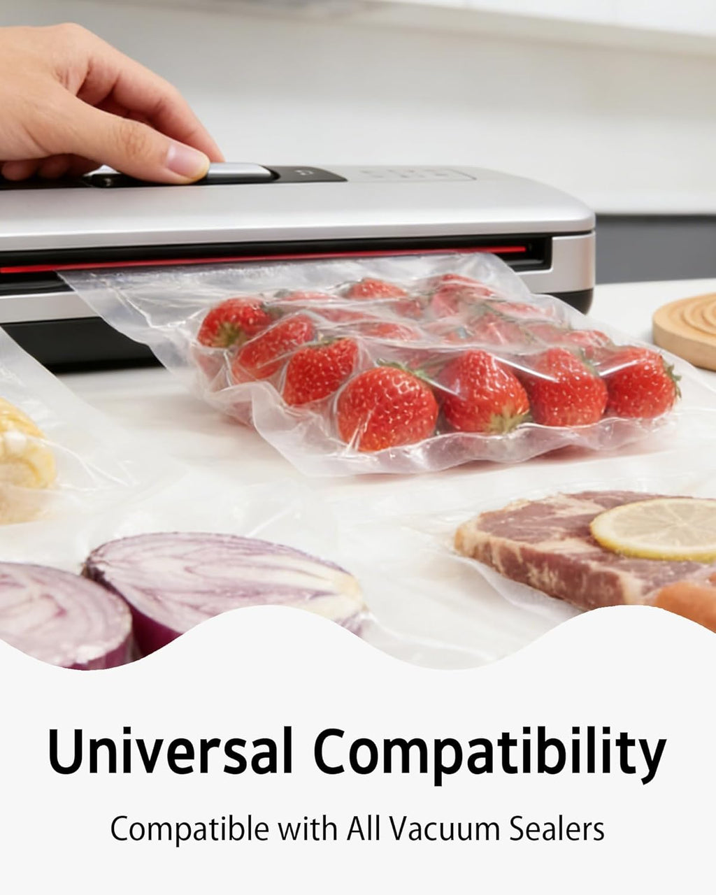 100 PCS Vacuum Sealer Bags, Gallon Size 11" x 16" Precut Seal Bags