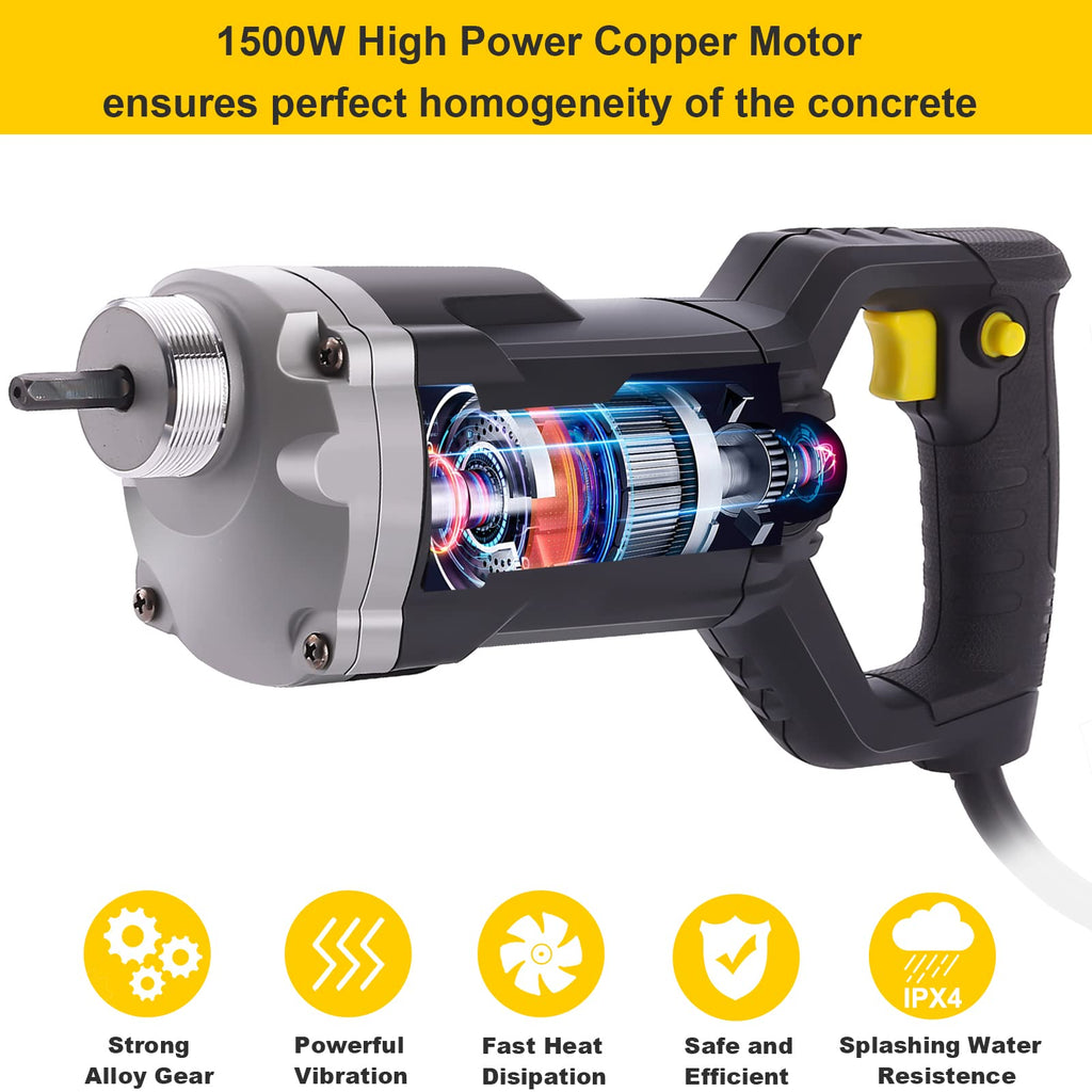 Handheld Concrete Vibrating Tool, 1500W Electric Concrete Vibrator