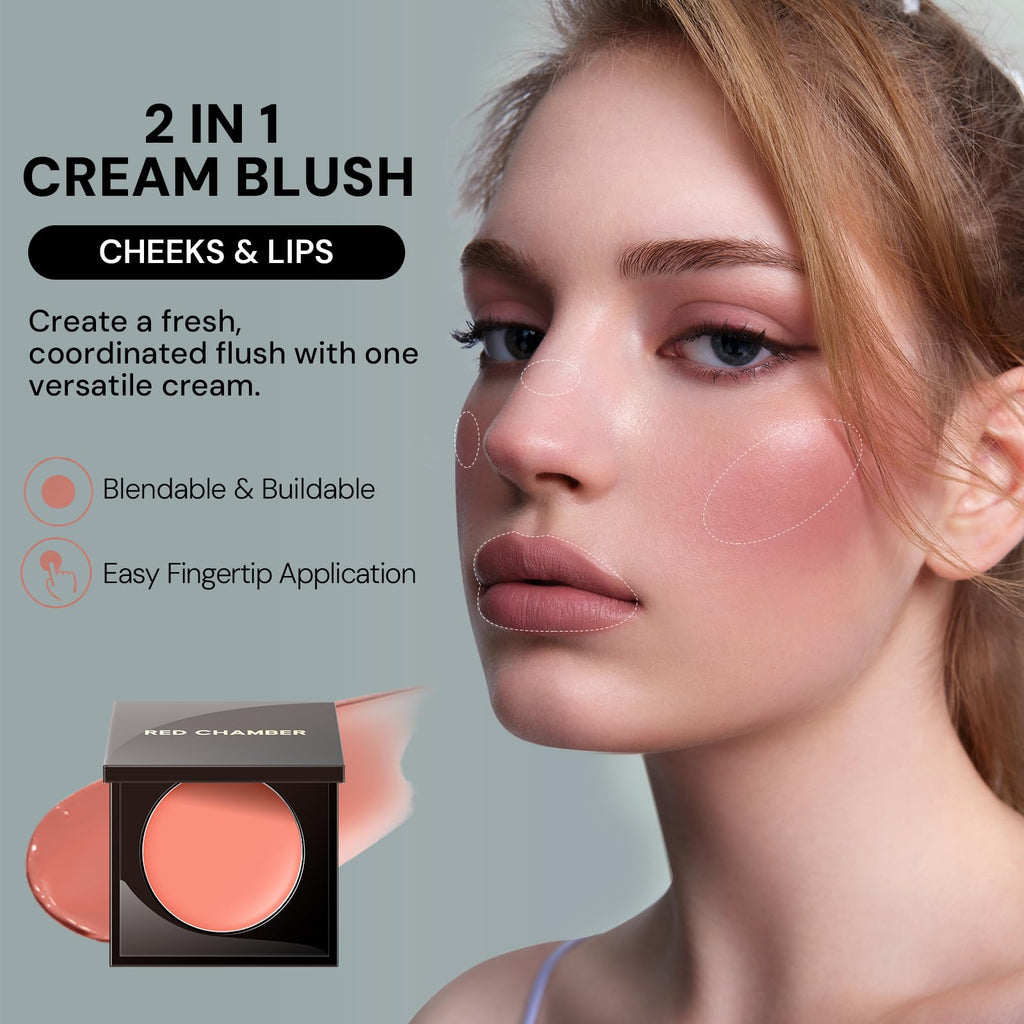 Blush, Multi-Purpose Cream Blush for Cheeks & Lips, Chumei