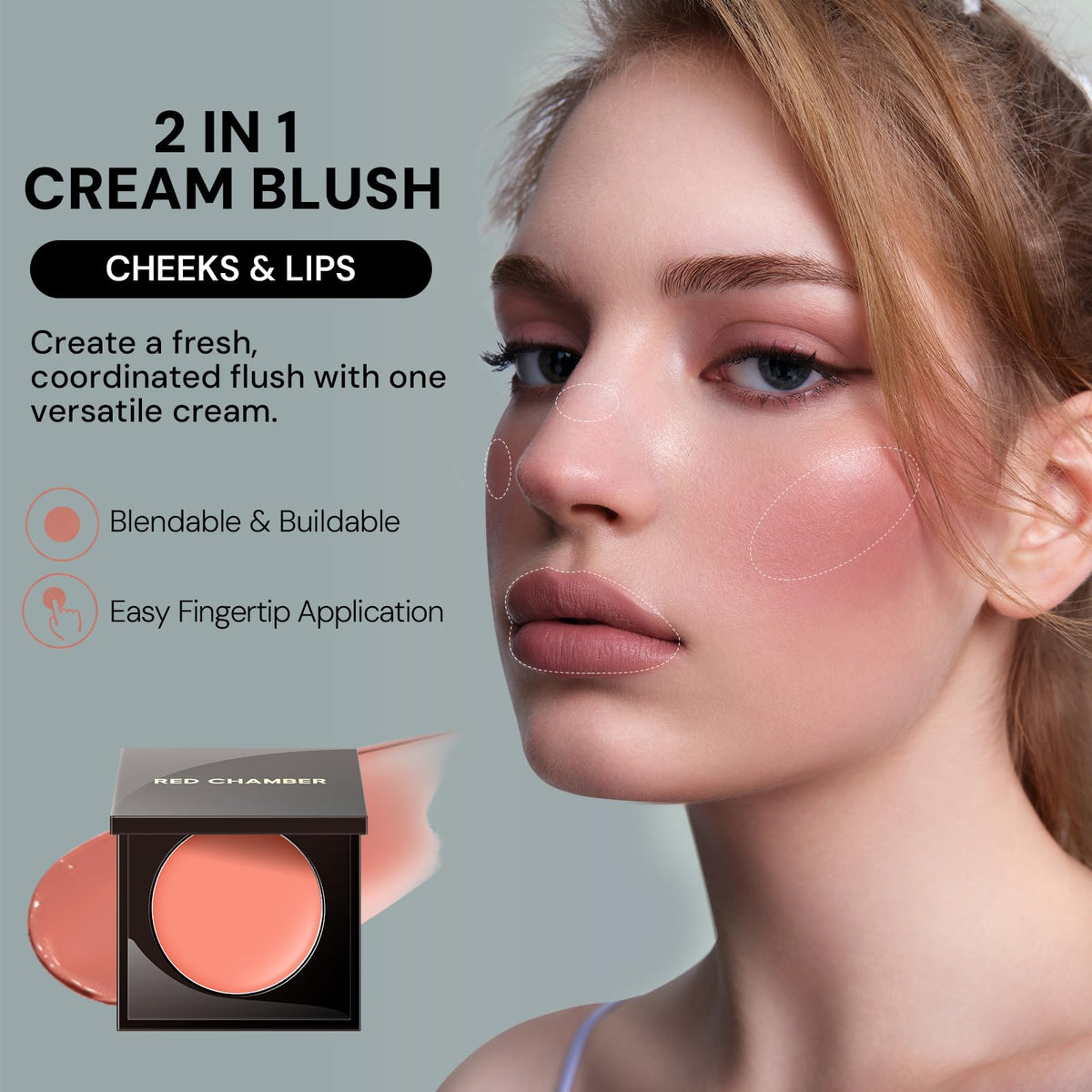 Blush, Multi-Purpose Cream Blush for Cheeks & Lips, Chumei