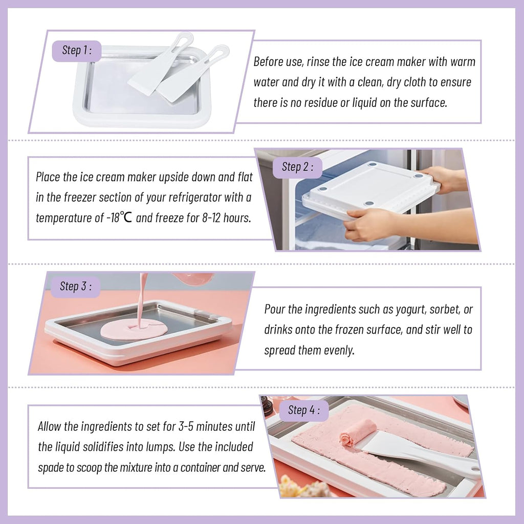 Rolled Ice Cream Maker Instant Ice Cream Maker, Lavender