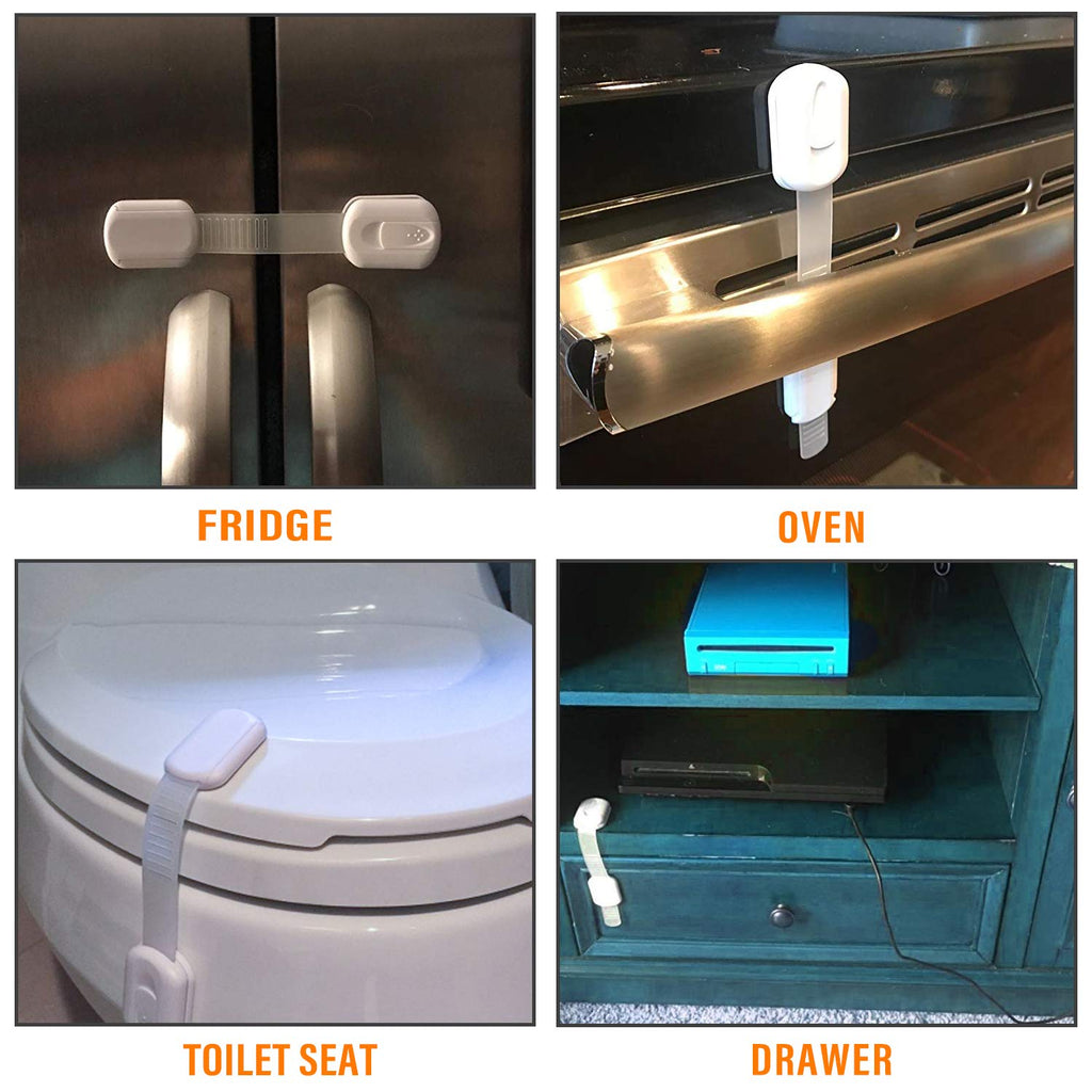 Child Safety Cabinet Locks - (10 Pack) Baby Proofing Latches to Drawer Door Fridge Oven Toilet Seat Kitchen Cupboard