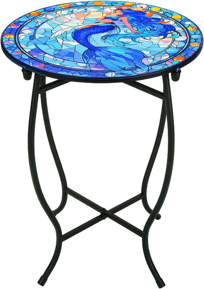 Indoor Outdoor Metal Round Side Table, 14" Round Patio Coffee Bistro Table