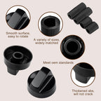 Universal Control Knobs Replacement Kit - 4 Pack Black Oven Control Knobs Replacement with 12 Adapters, Upgraded