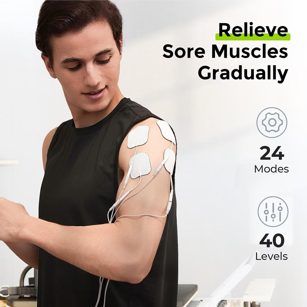 3-in-1 TENS Unit Muscle Stimulator, 40 Levels for Gradual Pain Relief