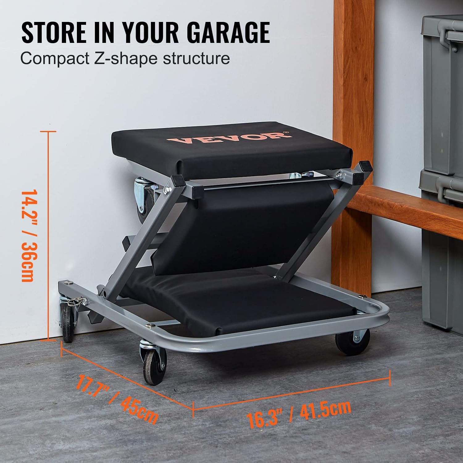 Mechanic Creeper, Garage Gift, 36" Z Creeper Seat, 2 in 1 Mechanic Gifts, 300 lbs Capacity, Low Profile Creeper with