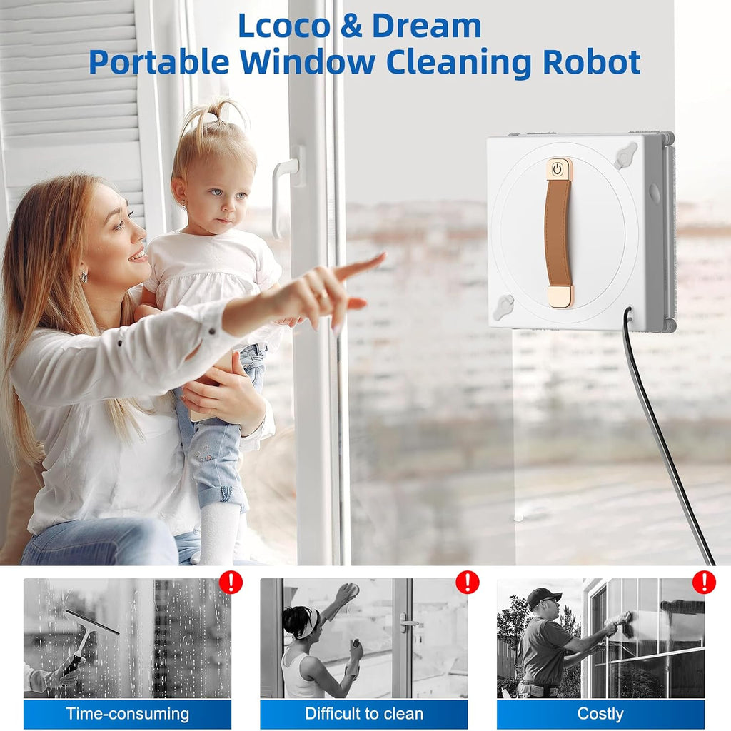 GLE 350 Window Cleaning Robot with 2-Nozzle Dual Spray, Smart Path Planning & Cleaning Modess, Remote Control Smart