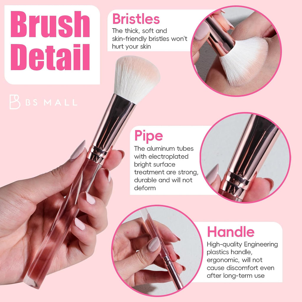 9 Pcs Travel Makeup Brush Set With 7 Pcs Makeup Blending Sponge, Foundation Brush, Mini Makeup Sponge & Case, Luxury