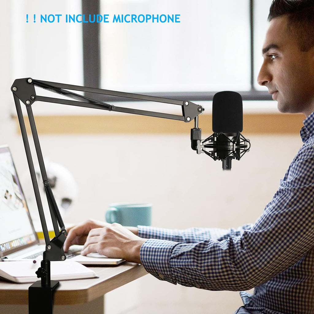 AT2020 Mic Stand with Shock Mount and Pop Filter, Suspension Scissor AT2020 Boom Arm Stand with Upgraded Heavy Duty
