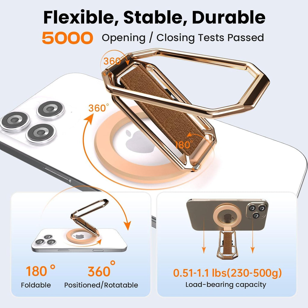 Multi-Functional Magnetic Phone Grip Kickstand for MagSafe, Phone Holder for Hand, Foldable Ring Stand with Finger