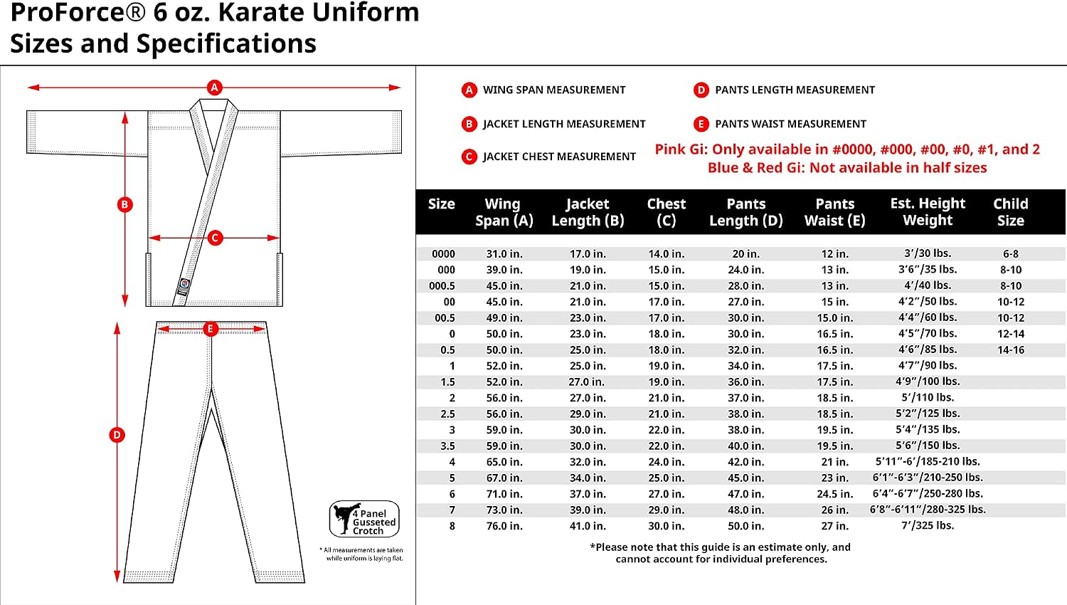 ProForce 6oz Student Karate Gi / Uniform - White - Size 000