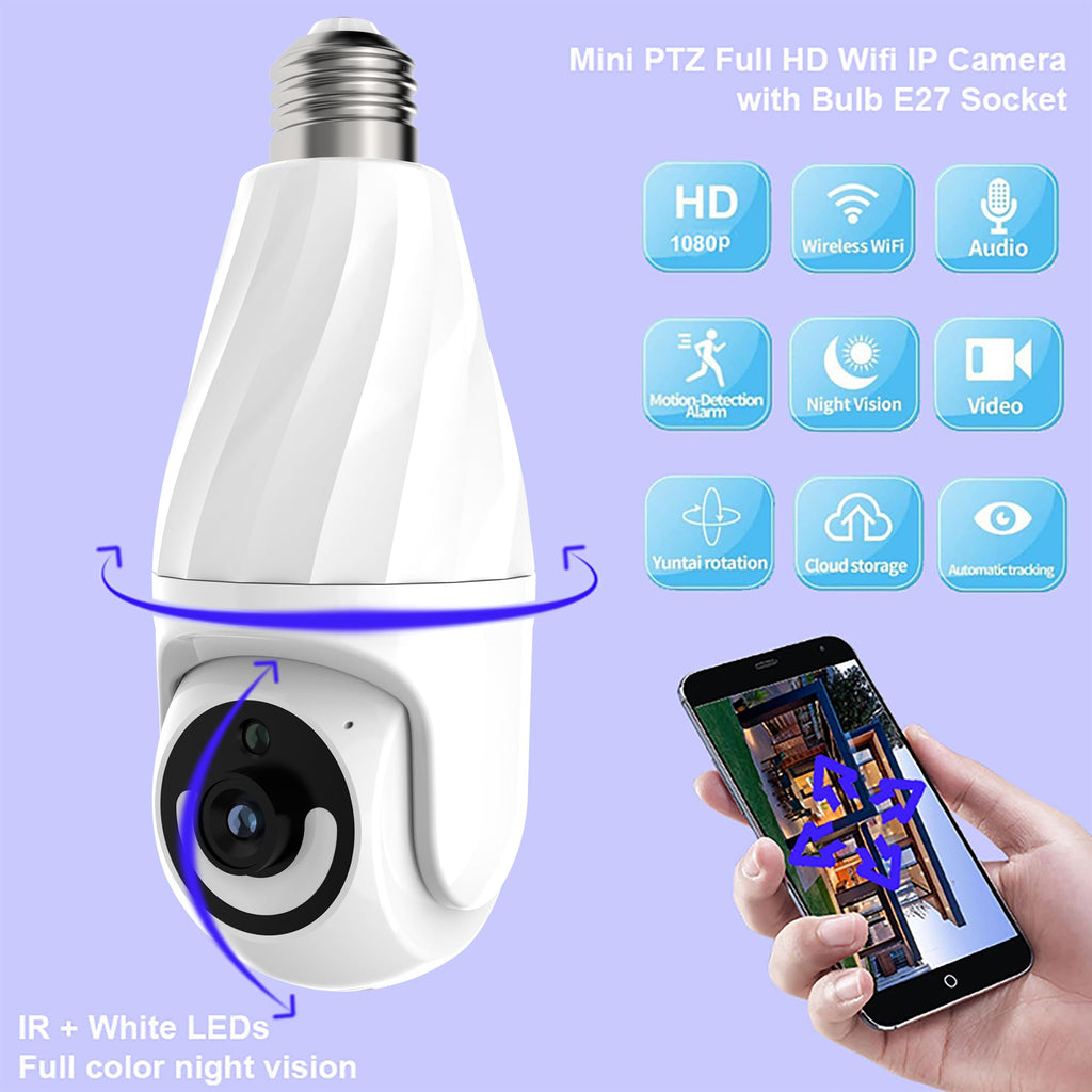 2PCS Indoor Camera Wireless with Light Socket, 1080P Dog/Pet Cameras