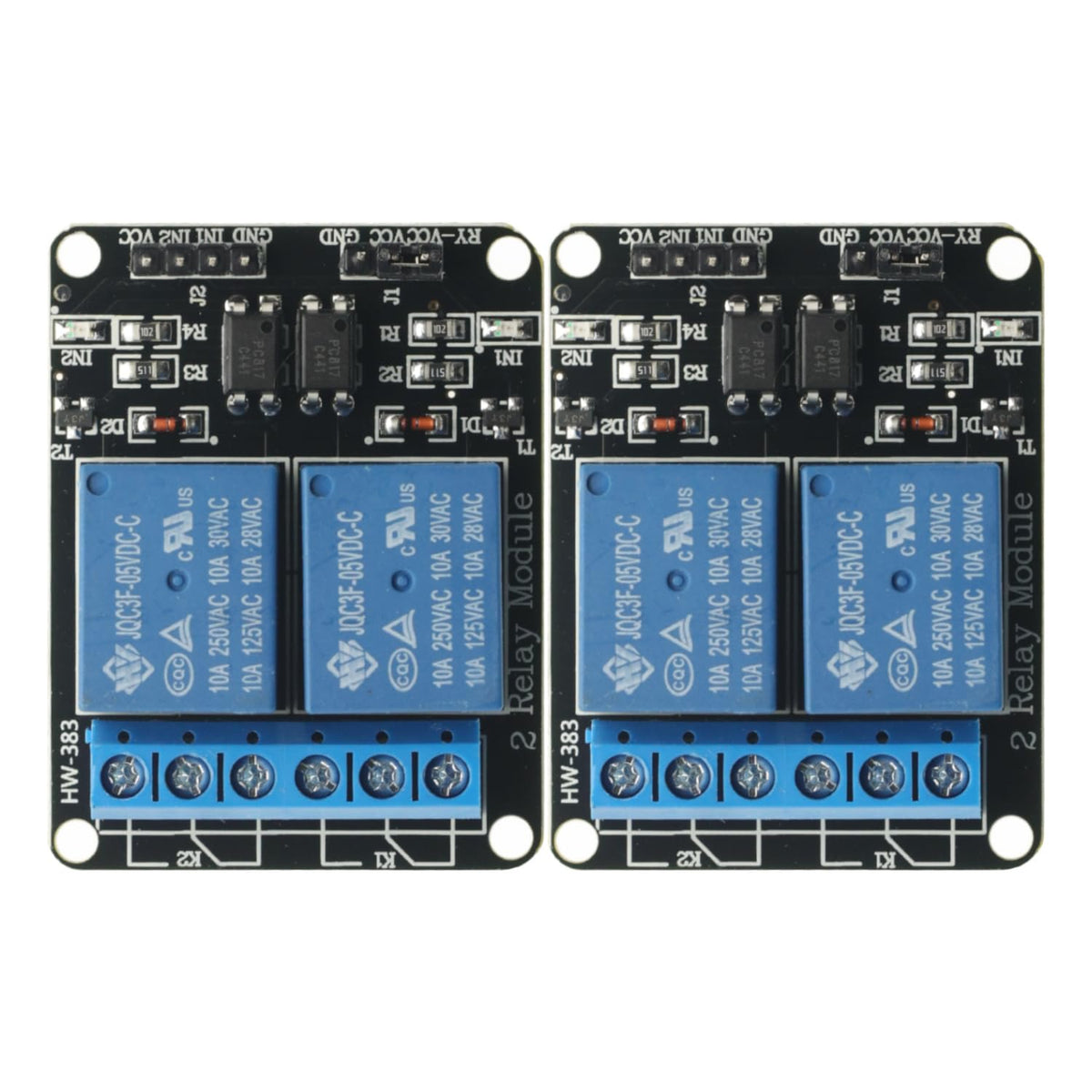 2Pcs 5V 2 Channel DC 5V Relay Module High and Low Level Trigger with Optocoupler Isolation Relay Module for Arduino Relay