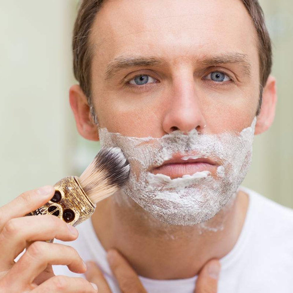 Shaving Brushes, Skull Shaped Handle, Rich and Fast Lather Men Shaving Brush, Barber Grooming, Shave Brush for Wet