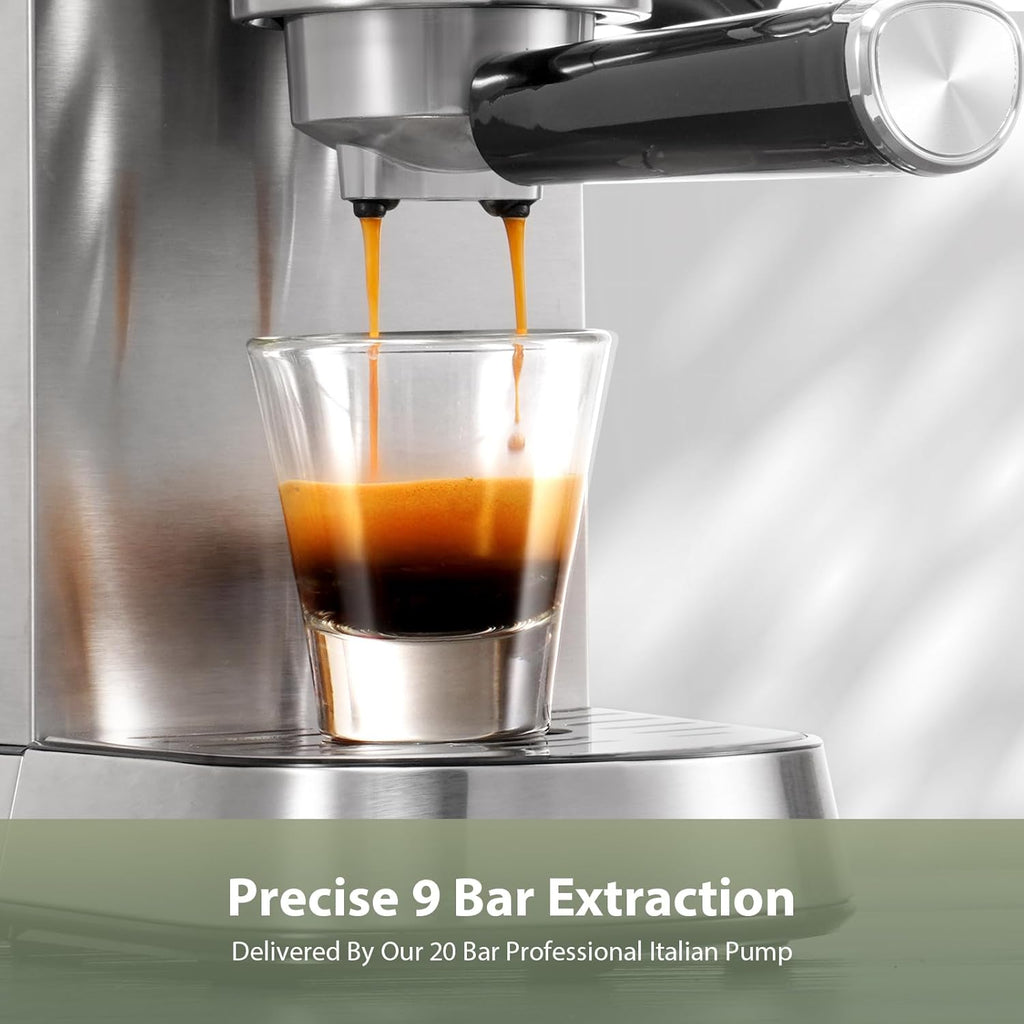 20 Bar Compact Espresso Machine for Home,Latte、Cappuccino Coffee Maker | Removable Water Tank; Include Necessary