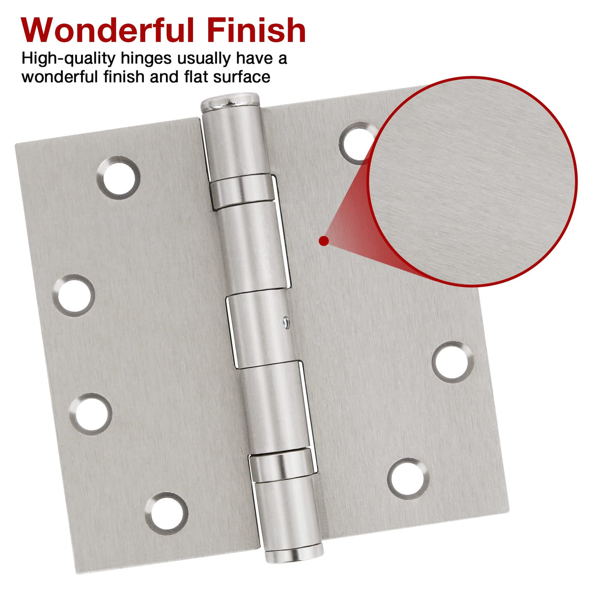 Heavy Duty Door Hinges Brushed Nickel 4.5 Inch x 4 1/2" Square