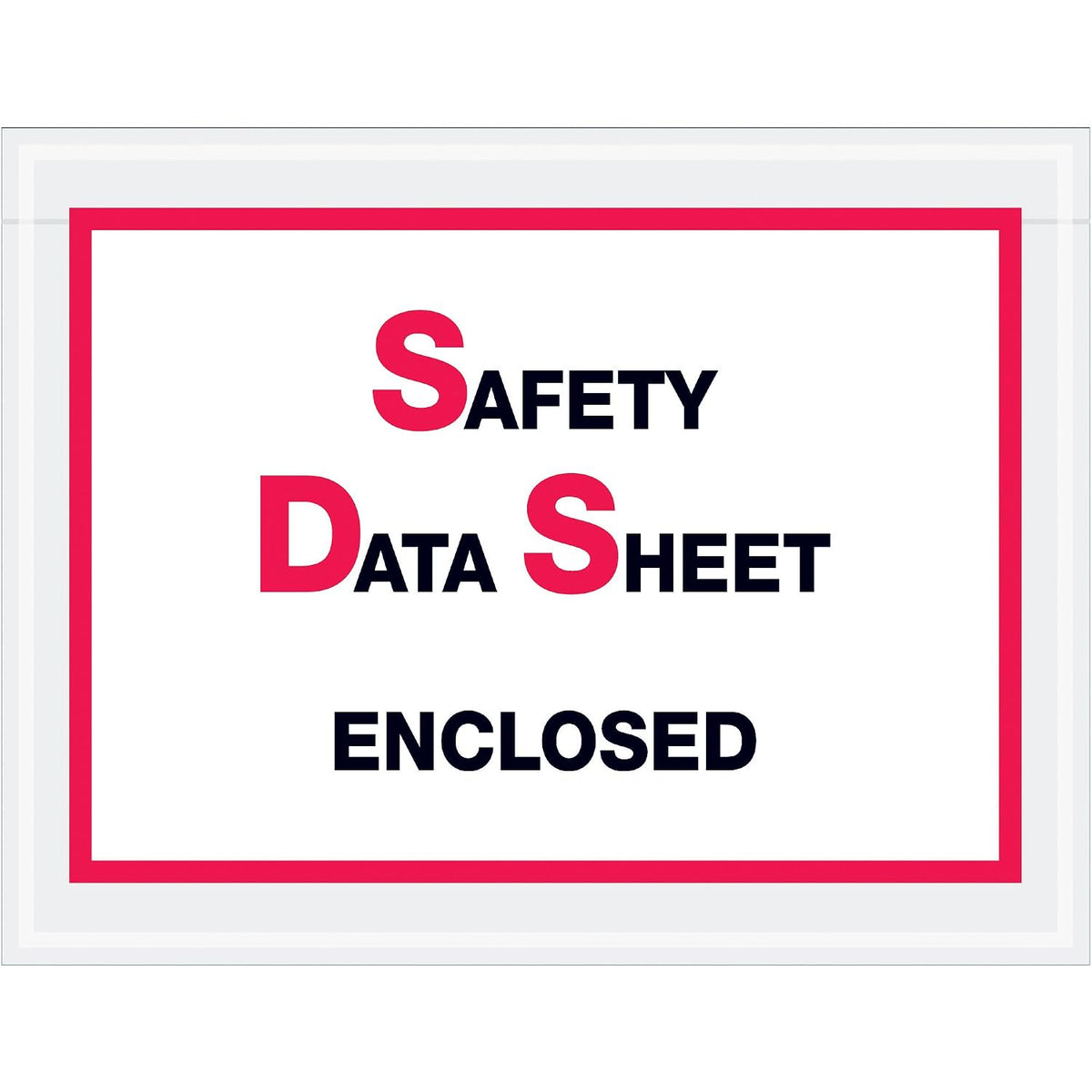 Clear Adhesive Top Loading Document Envelopes Printed with"Safety Data Sheet Enclosed",6 1/2"x5"for Attaching Packing