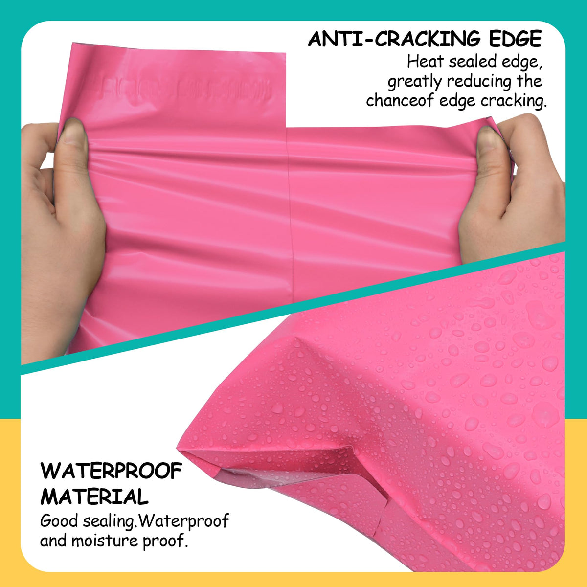 Poly Mailers 10x13 Inch, 100 Pack, Pink Shipping Bags, 2.4 Mil