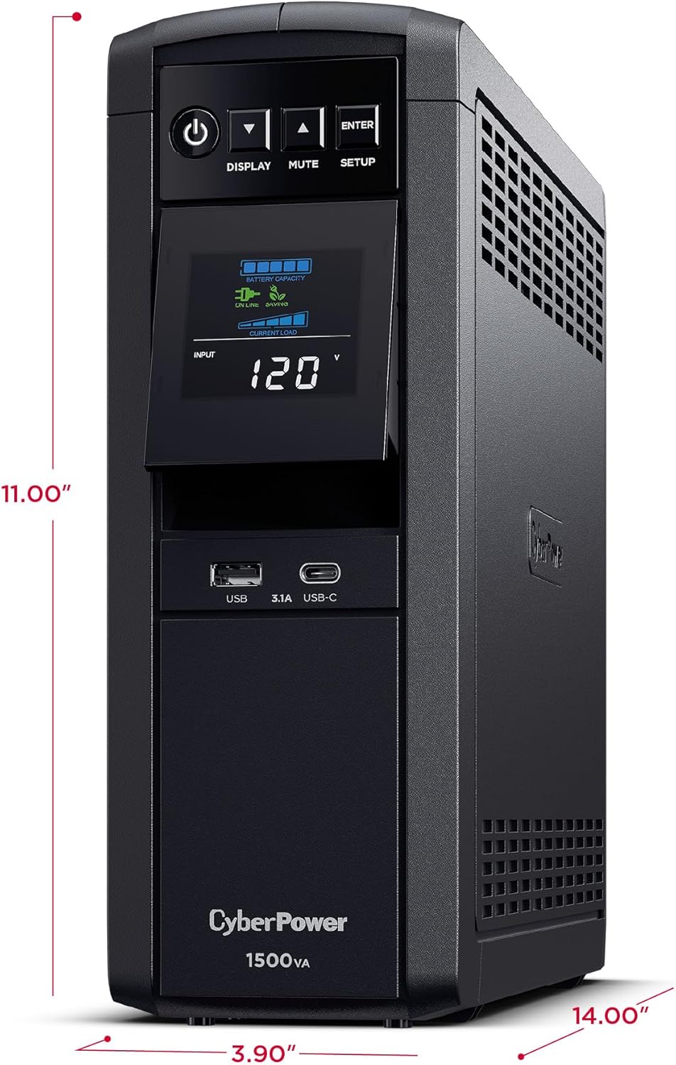CyberPower CP1500PFCLCD PFC Sinewave UPS Battery Backup and Surge Protector, 1500VA/1000W, 12 Outlets, AVR, Mini