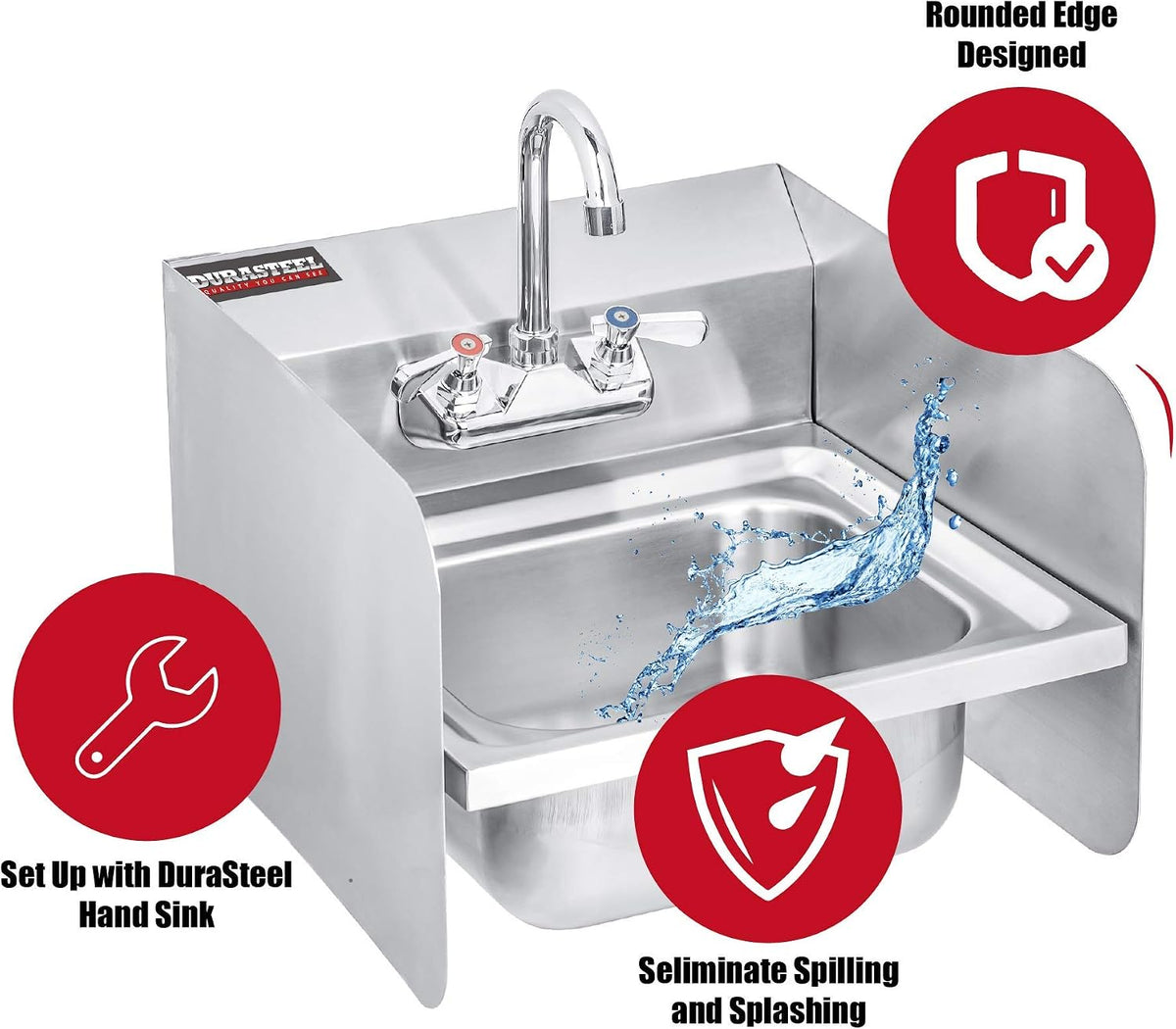 Stainless Steel Sink Splash Guard - 17" x 12" Wall Mount Commercial Kitchen Shield - Kitchen Safety & Hygiene Cooking