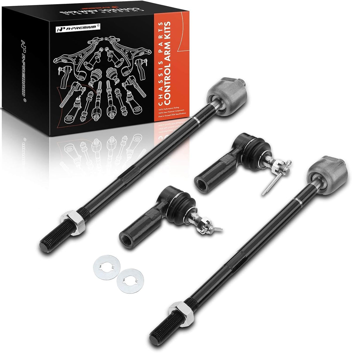 A-Premium Front Inner & Outer Tie Rod End Kit, Fix Uneven Tire Wear