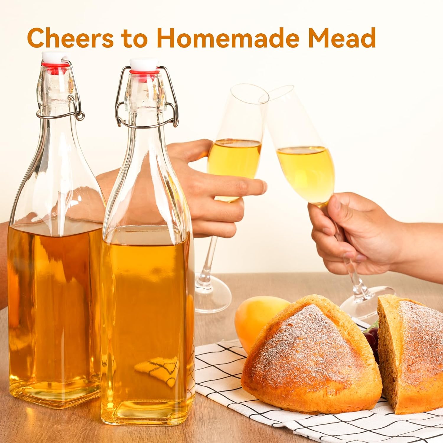 Mead Making Kit for Beginners - Complete Home Brewing Starter Set with Reusable Supplies, 1 Gallon Glass Honey Wine