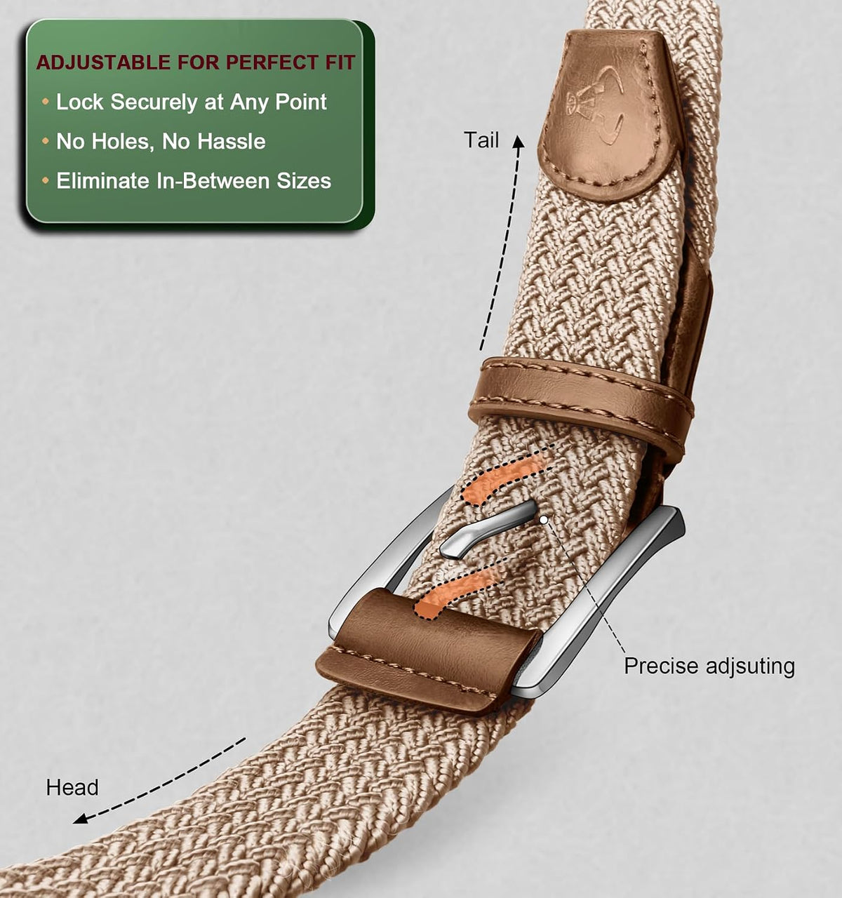 BULLIANT Men's Woven Braided Stretch Web Golf Belt 1 3/8"-Gift Boxed