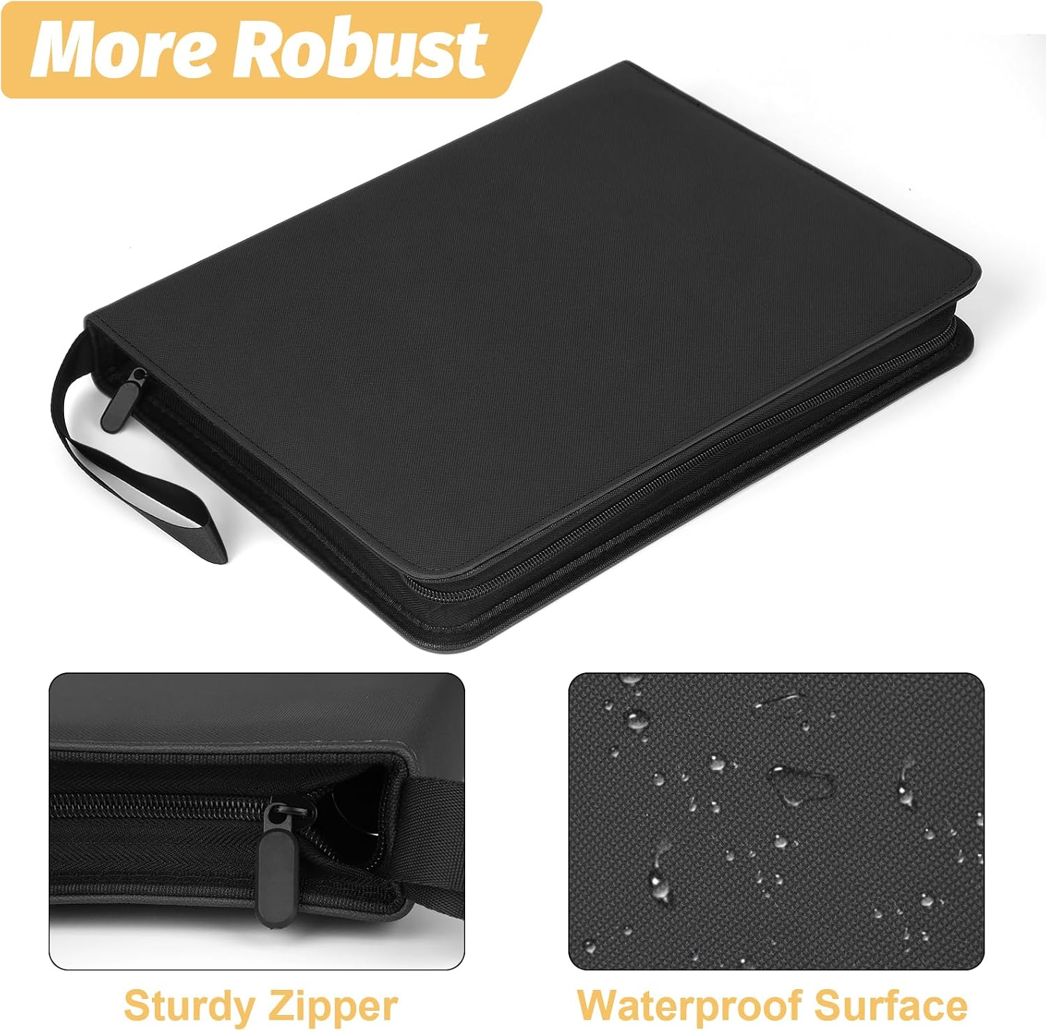 3 Ring 9 Pocket Zipper Card Binder, 720 Double Sided Standard PU Trading Card Album Folder for TCG & Sports Cards