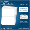 2UP - Sticker Paper, 11" x 8.5" Half Sheet Shipping Address Labels