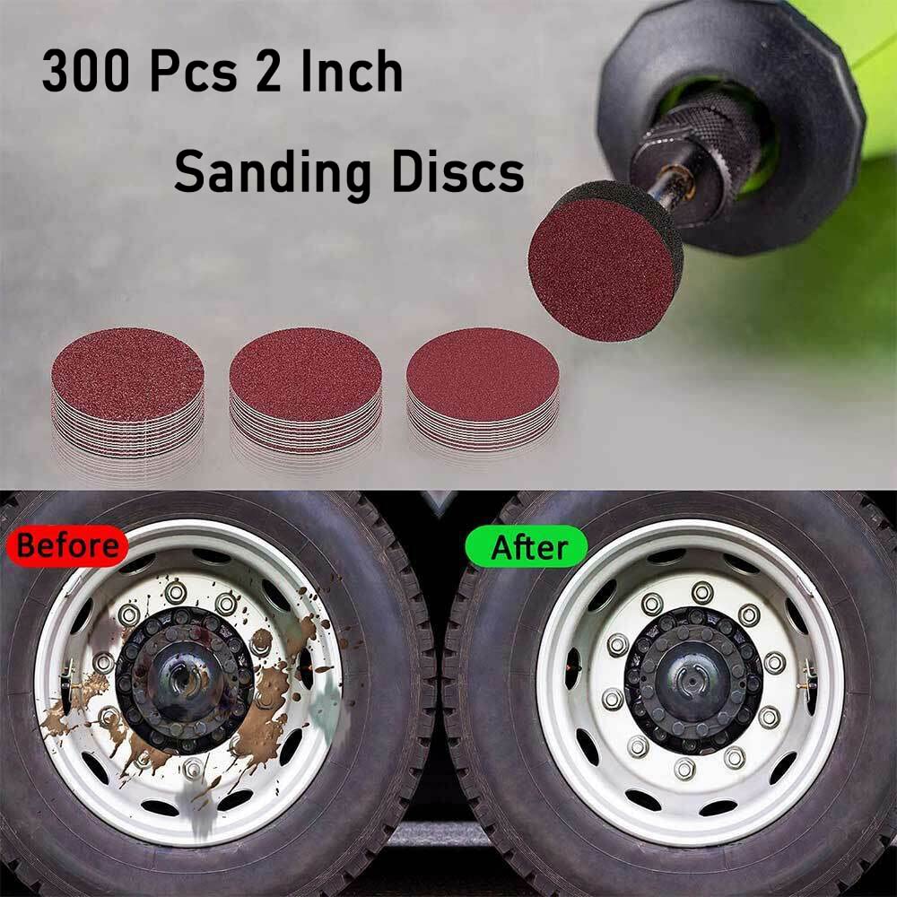 300 Pcs 2 Inch Sanding Discs Kit Drill Sanding Attachment, 80-3000 Grit