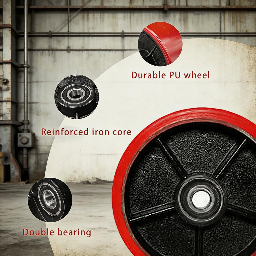 Pallet Jack Wheels, Truck Steering Wheels with 20mm ID Bearings, Forklift Caster Wheel Replacement 7" x 2" One Pair