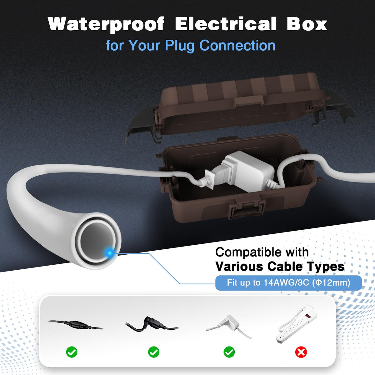 FLEMOON IP55 Medium Outdoor Electrical Box Waterproof, for Outdoor Plug
