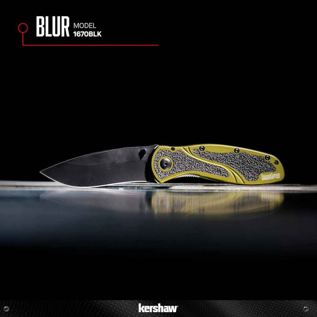 Blur Pocket Knife, Black, 3.4 Inch Recurve Blade