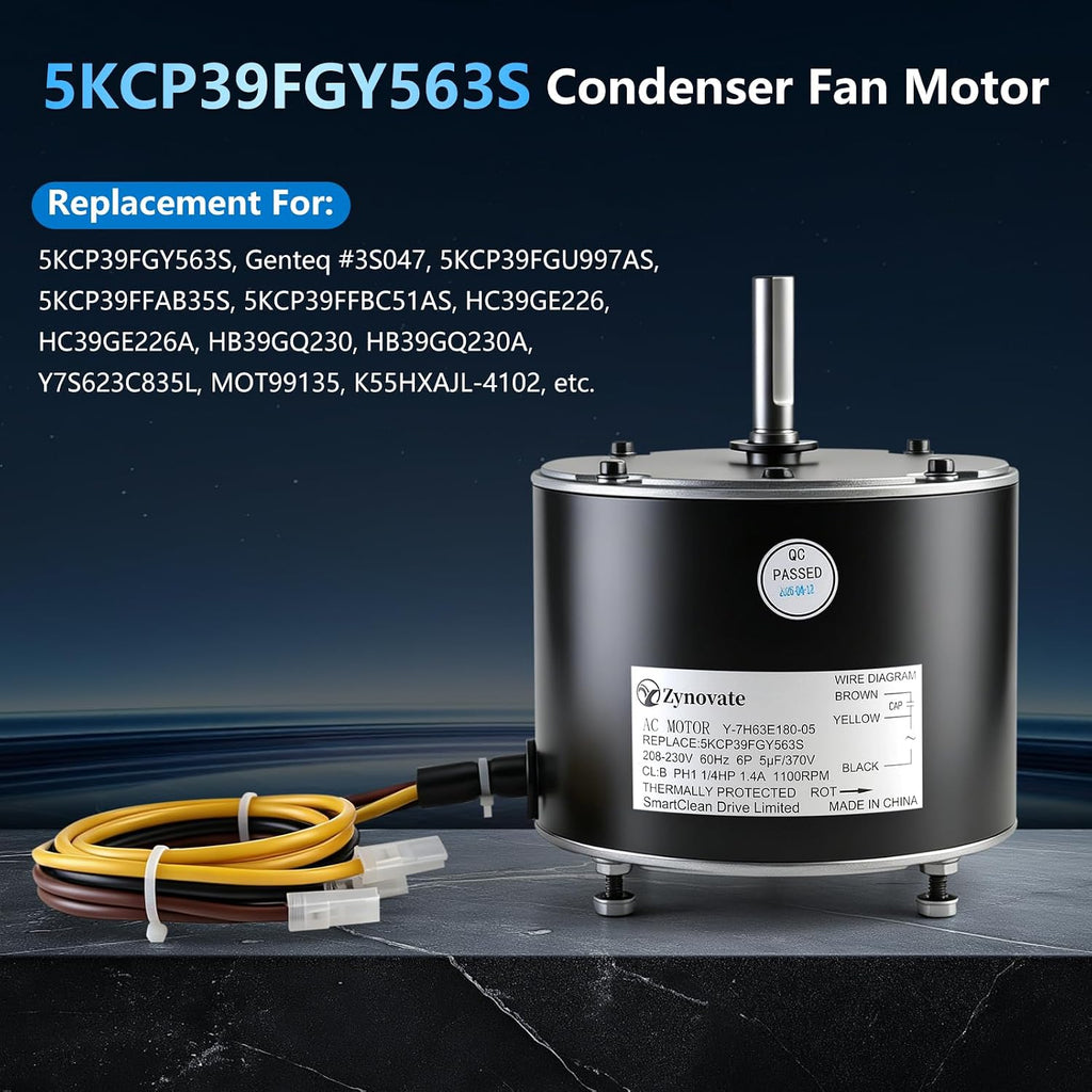 5KCP39FGY563S Condenser Fan Motor 1/4 HP 1100RPM 208-230V 1.4A AC Fan Motor