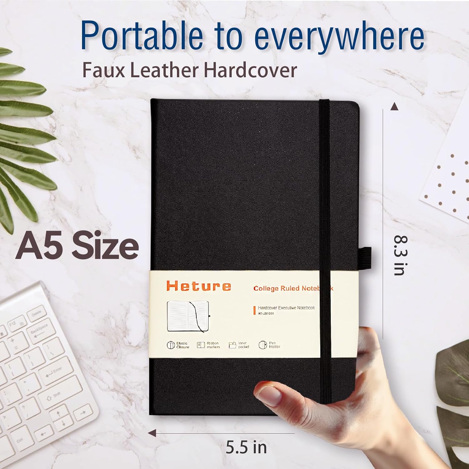 Hardcover Notebooks, 6 Packs A5 Lined Journals Notebook for Writing 160 Pages, 8.2 x 5.5 inch, Black Classic Ruled