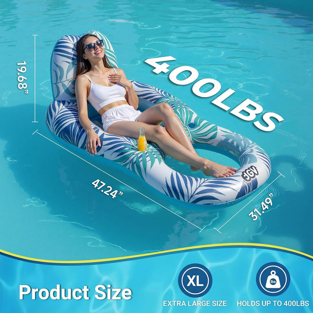 Pool Floats for Adults,Inflatable Chair Lounger Floaties with Drink Holder,Travel Pool Beach Lake Swim Inflatables