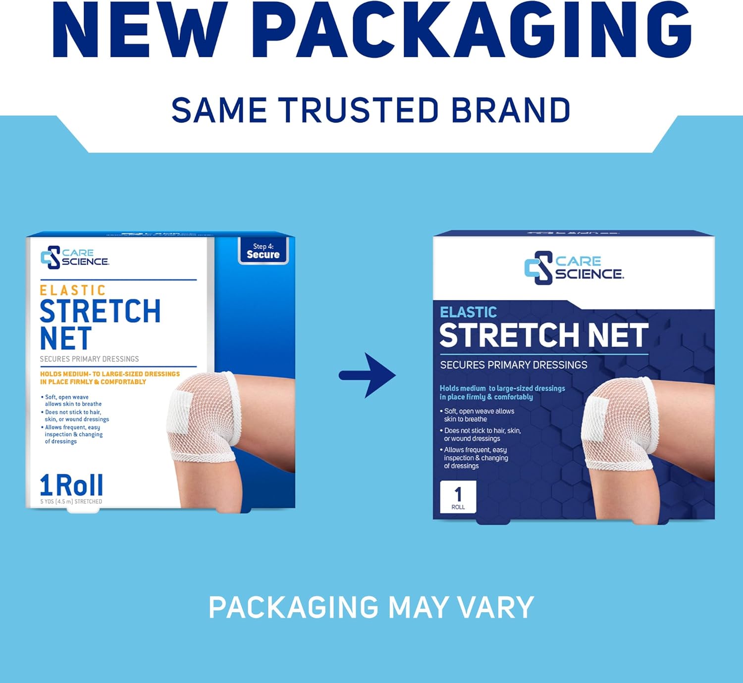 Elastic Stretch Net, 1 Roll, 5 Yards | Premium First Aid Wound Care, Secures Wound Dressings Firmly & Comfortably in