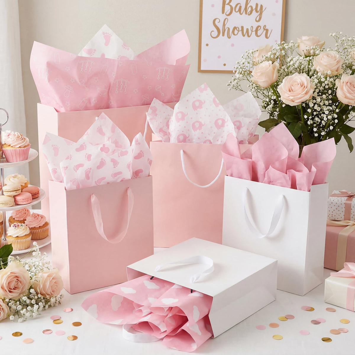 120 Sheets Pink Tissue Paper Bulk 20 x 14 Inch