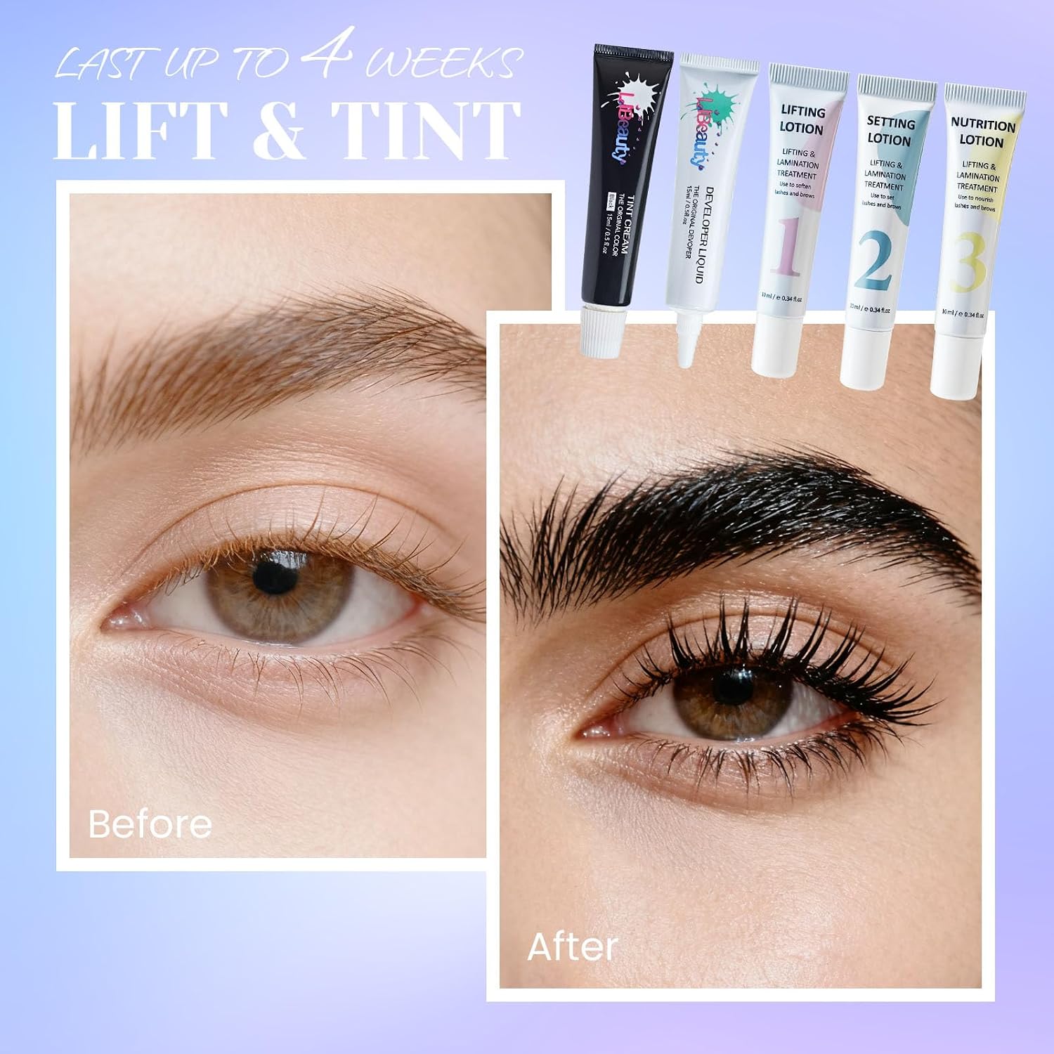 4 in 1 Lash Lift and Black Color Kit Eyelash Perm Brow Lamination | Includes 15ml black coloring cream and upgraded