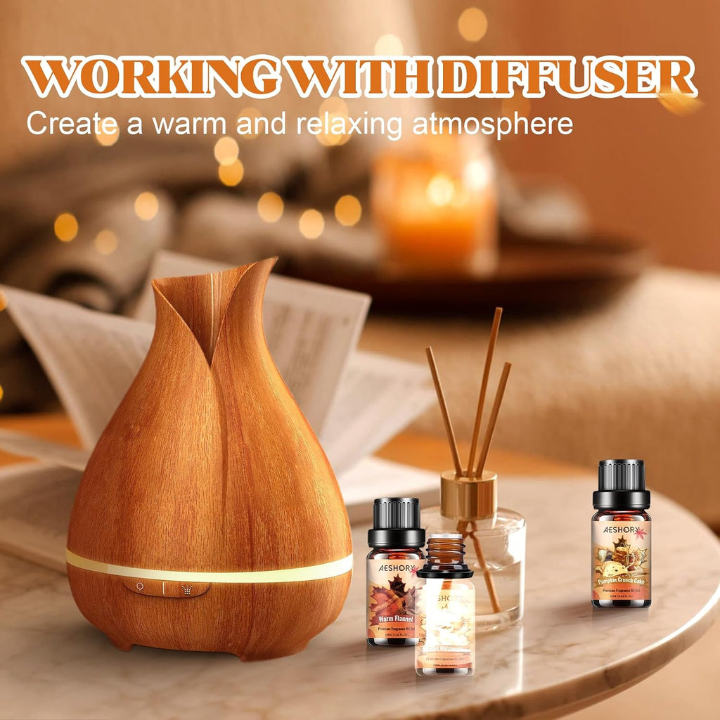 Autumn Essential Oils Set, 6 Premium Fall Fragrance Oils for Diffuser for Home, Aromatherapy Oils for Pumpkin Crunch
