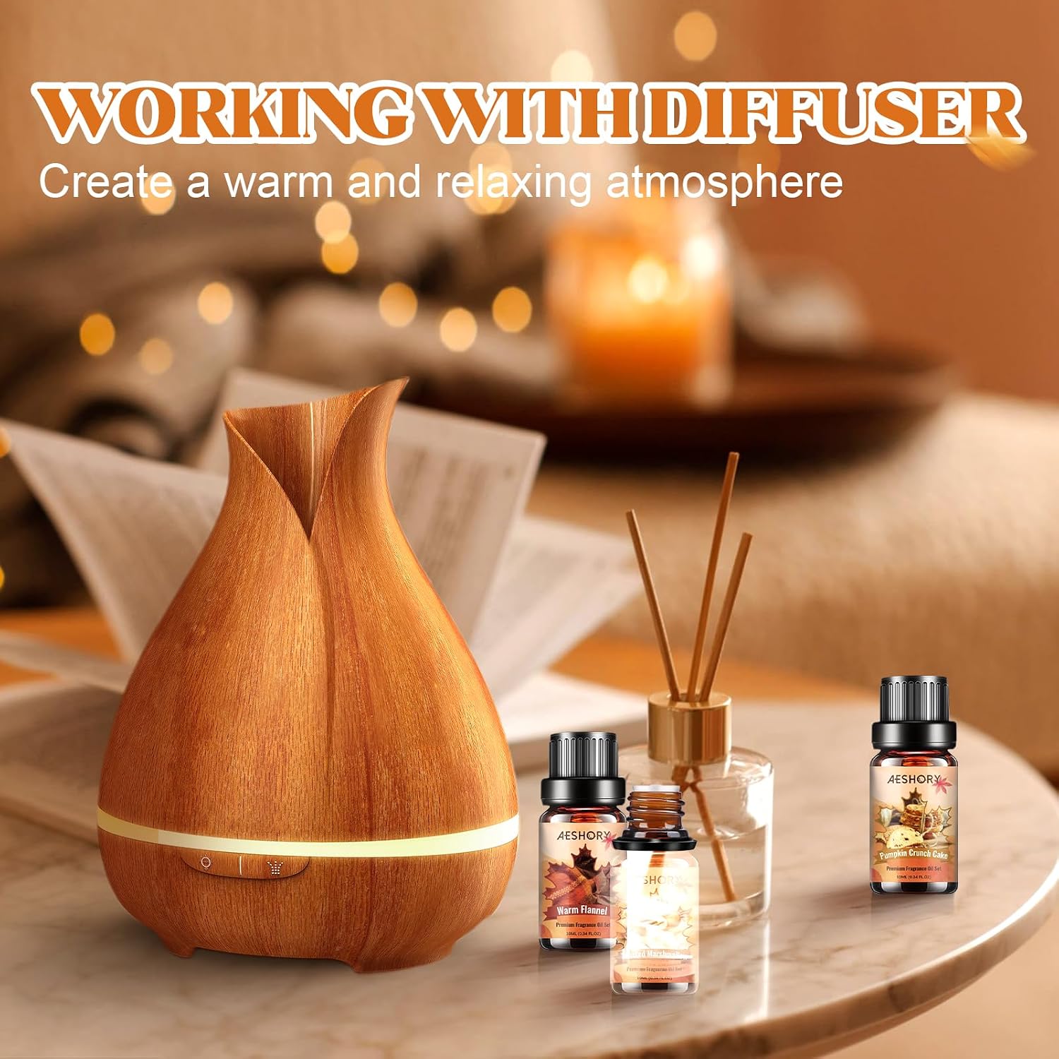 Autumn Essential Oils Set, 6 Premium Fall Fragrance Oils for Diffuser for Home, Aromatherapy Oils for Pumpkin Crunch