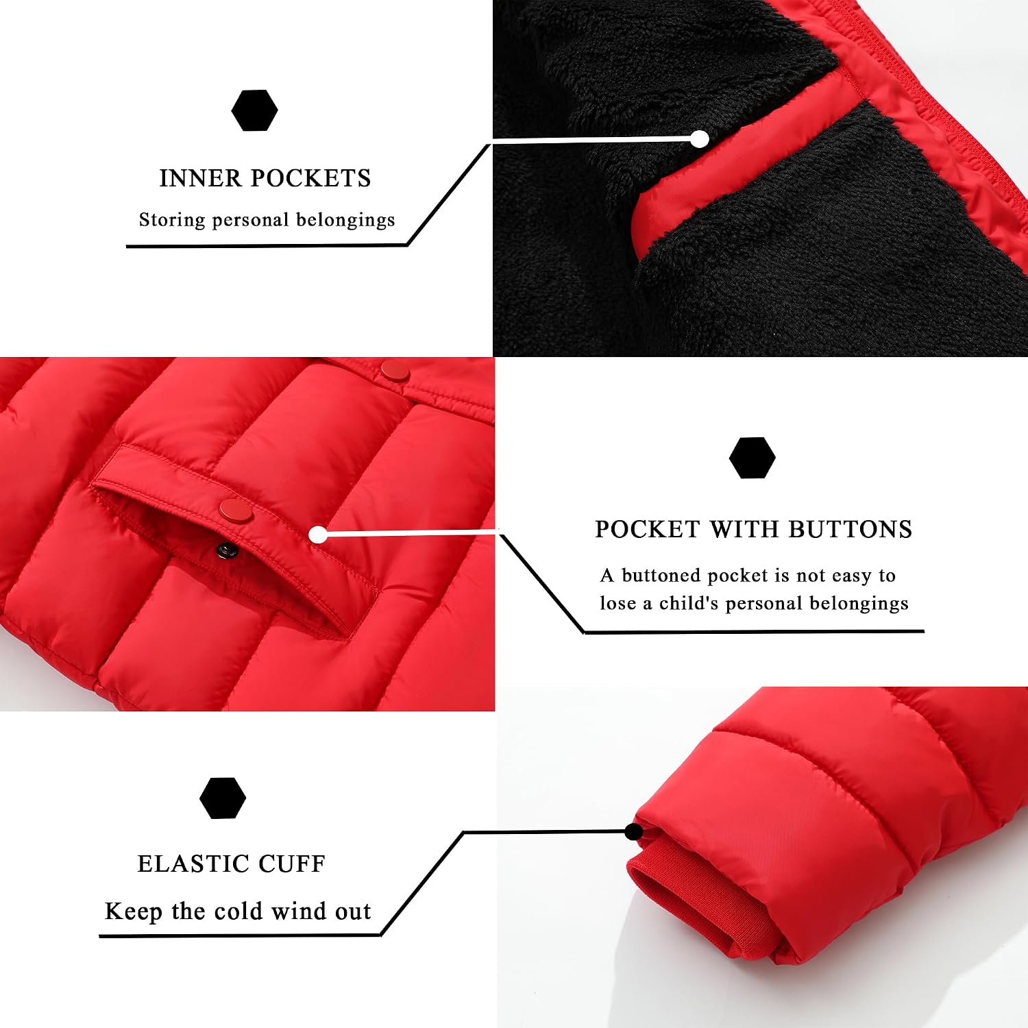 Boy's Quilted Winter Jacket Waterproof Down Coat Puffy Hooded Parka | Warm Jacket with Detachable Hood Windproof