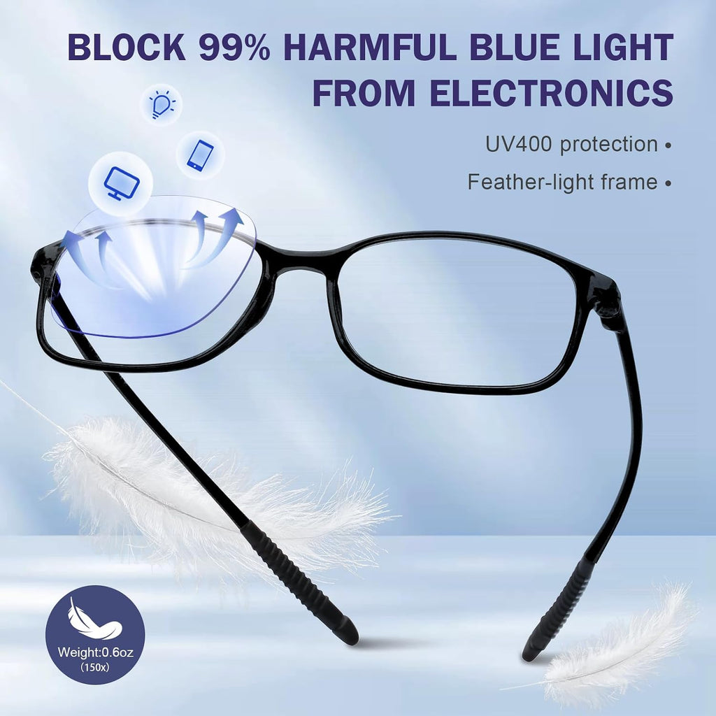 Blue Light Blocking Reading Glasses Women Men, Lightweight Flexible TR90 Computer Readers Unbreakable Cheaters Glasses
