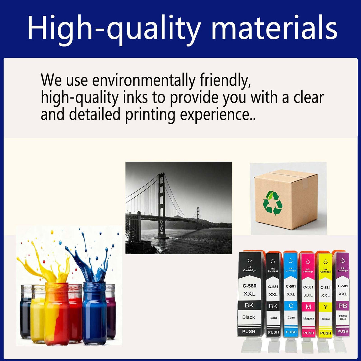 PGI-580XXL CLI-581XXL Ink Cartridges Replacement for Canon PGI-580 CLI-581
