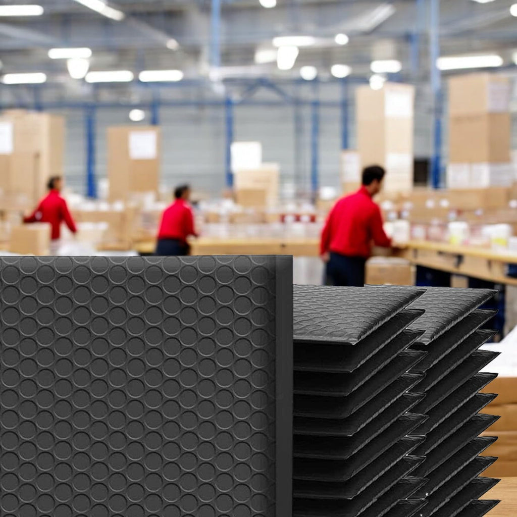50-Pack #6 (12.5" x 19") Pure Black Color Self Seal Extra Large Poly Bubble Mailers Padded Shipping Envelopes (Total