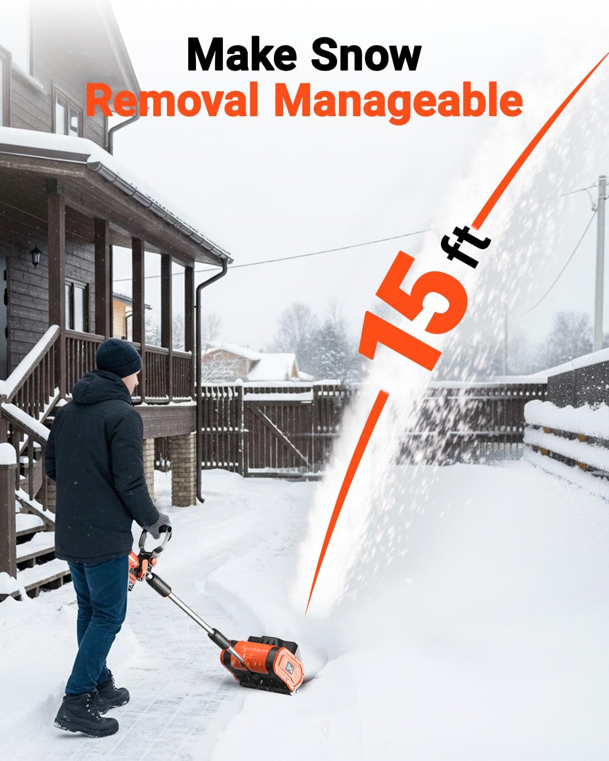 Cordless Snow Shovel - 24V | 11-Inch | 4-Ah Cordless Snow Blower, Battery Snow Blower with Adjustable Front Handle